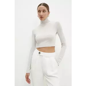 Answear Lab longsleeve culoarea bej, cu guler imagine