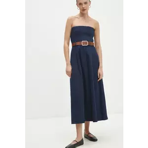 Answear Lab rochie din denim culoarea bleumarin, midi, evazată imagine