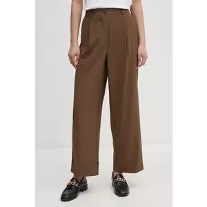 Mos Mosh pantaloni femei, culoarea maro, lat, high waist, 166290 imagine
