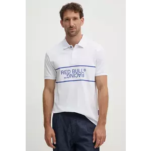 Pepe Jeans tricou polo Red Bull Racing x Pepe Jeans bărbați, culoarea alb, cu imprimeu, RM540004 imagine