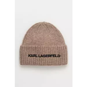 Karl Lagerfeld caciula de lana culoarea maro, de lana, din tricot gros, 246W3411 imagine