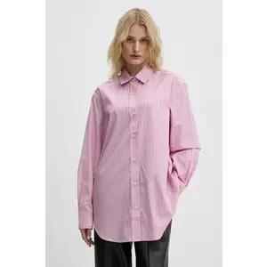 Samsoe Samsoe camasa din bumbac SALOVA femei, culoarea roz, cu guler clasic, relaxed, F24300064 imagine