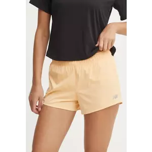 New Balance pantaloni scurți de alergare culoarea portocaliu, neted, medium waist, WS41286PAE imagine