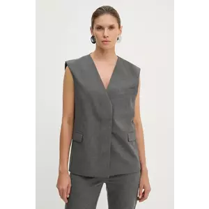Remain vesta din amestec de lana culoarea gri, oversize, 5018981959 imagine