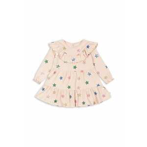 Konges Sløjd rochie din bumbac pentru copii MALLI GLITTER DRESS GOTS culoarea bej, mini, evazată, KS101594 imagine