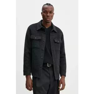 Theory jachetă de cămașă din lână culoarea negru, de tranzitie, oversize, O0871406 imagine