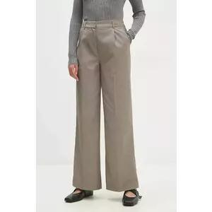 Answear Lab pantaloni femei, culoarea bej, drept, high waist imagine