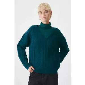 Medicine pulover din amestec de lana culoarea verde, călduros imagine