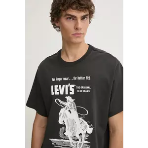 Levi's tricou din bumbac barbati, culoarea negru, cu imprimeu imagine