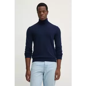 United Colors of Benetton pulover de lana barbati, culoarea albastru marin, light, cu guler, 1002U2180 imagine