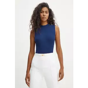 BOSS vestă culoarea bleumarin, cu turtleneck, 50473237 imagine