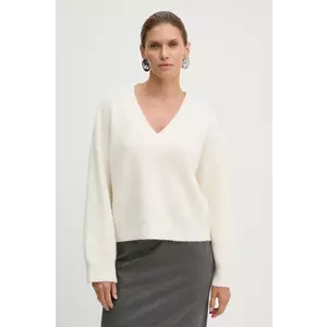 Gestuz pulover de lână femei, culoarea bej, călduros, 10909445 imagine