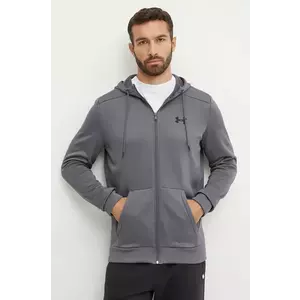 Under Armour bluză trening culoarea gri, cu glugă, neted imagine