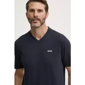 Boss Green tricou barbati, culoarea albastru marin, neted imagine