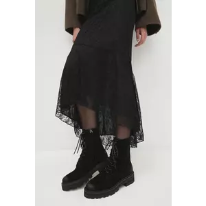 Answear Lab bocanci din piele intoarsa femei, culoarea negru, cu platforma imagine