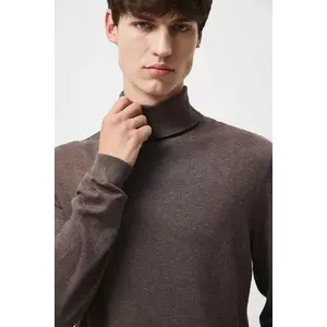 Medicine pulover culoarea maro, light, cu guler imagine