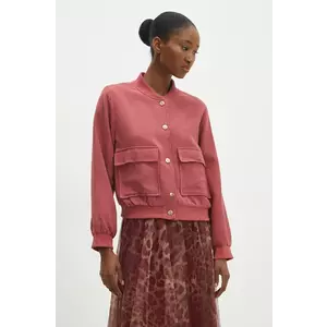 Answear Lab jachetă bomber din amestec de in culoarea roz, de tranzitie imagine