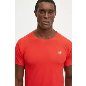 New Balance tricou de alergare Athletics Jacquard culoarea rosu, neted, MT41281NEF imagine