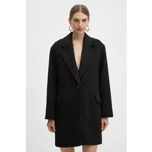 Boss Orange palton din lana culoarea negru, de tranzitie, oversize, 50518564 imagine