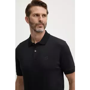 BOSS polo de bumbac culoarea negru, cu imprimeu, 50527665 imagine