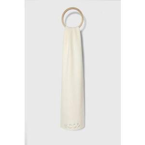 BOSS esarfa de lana culoarea bej, neted imagine