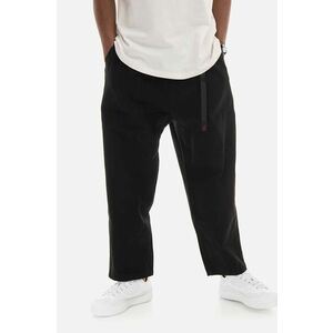 Gramicci pantaloni de bumbac Loose Tapered Pant culoarea negru, lat, medium waist imagine