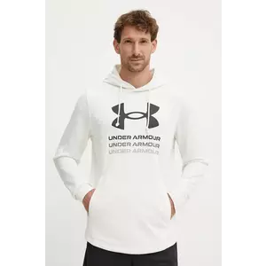 Under Armour hanorac de antrenament Rival culoarea alb, cu glugă, cu imprimeu, 1386047 imagine