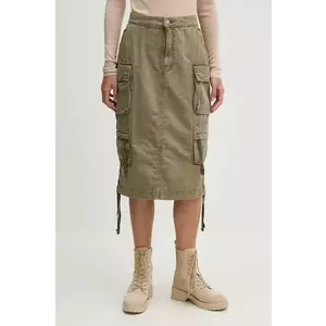 Alpha Industries fustă din bumbac culoarea verde, midi, drept, 148068 imagine