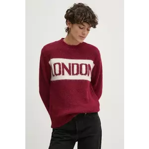 Pepe Jeans pulover din amestec de lana HILDA femei, culoarea bordo, PL702227 imagine