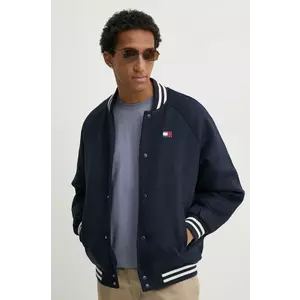 Tommy Jeans jacheta bomber din amestec de lana culoarea albastru marin, de tranzitie, DM0DM20685 imagine