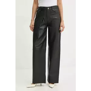Won Hundred pantaloni de piele femei, culoarea negru, lat, high waist, 3158-16014 imagine
