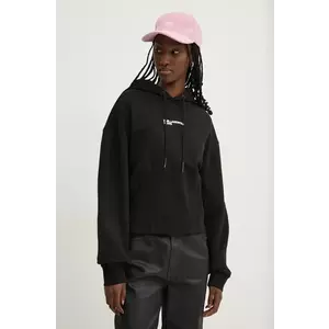 Karl Lagerfeld Jeans bluza femei, culoarea negru, cu glugă, cu imprimeu, 246J1804 imagine