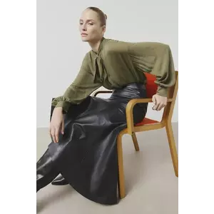 Answear Lab cămașă femei, culoarea verde, cu un decolteu legat, relaxed imagine