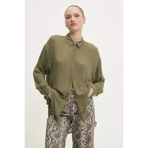 Answear Lab cămașă femei, culoarea verde, cu guler clasic, relaxed imagine