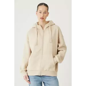 Medicine bluza culoarea bej, cu glugă, neted imagine