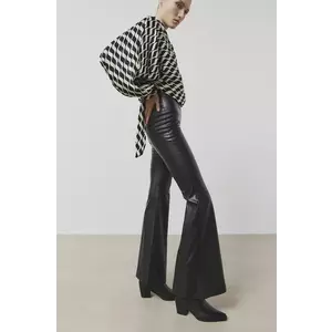 Answear Lab pantaloni femei, culoarea negru, evazati, high waist imagine