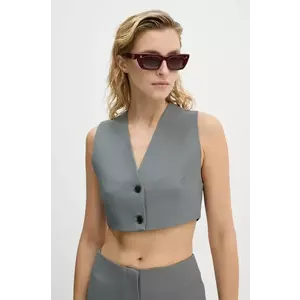 Nanushka vestă SUREE culoarea gri, un singur rand de nasturi, NW24PFTP18455 imagine