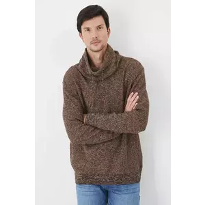 Medicine pulover de bumbac culoarea maro, cu guler imagine