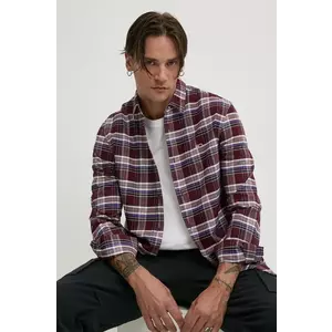 Tommy Jeans camasa din bumbac barbati, culoarea bordo, cu guler clasic, regular, DM0DM19648 imagine