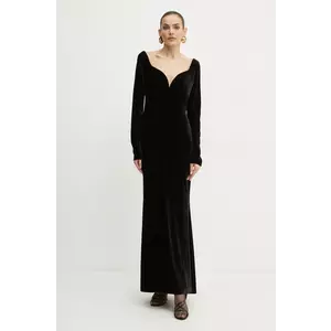 Luisa Spagnoli rochie de catifea culoarea negru, maxi, mulată, 541581 imagine
