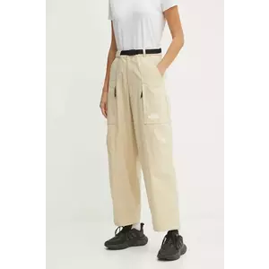 The North Face pantaloni TNF x Yinka Ilori femei, culoarea bej, drept, high waist, NF0A89GH3X41 imagine