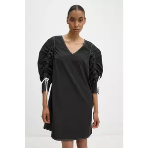 Résumé rochie din bumbac CatalinaRS culoarea negru, mini, dreaptă, 1225651222 imagine