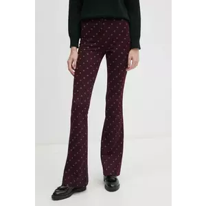 DIANE VON FURSTENBERG pantaloni din lana culoarea bordo, evazati, high waist, DVFPL3S001 imagine