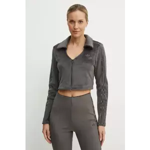 adidas Originals bluza Femme Galore Rib Cardigan femei, culoarea gri, cu imprimeu, JN3019 imagine