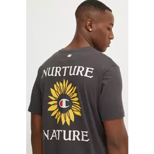 Champion tricou din bumbac barbati, culoarea gri, cu imprimeu, 220429 imagine