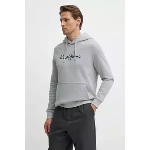 Pepe Jeans hanorac de bumbac NEW JOE HOODIE barbati, culoarea gri, cu glugă, cu imprimeu, PM582716 imagine