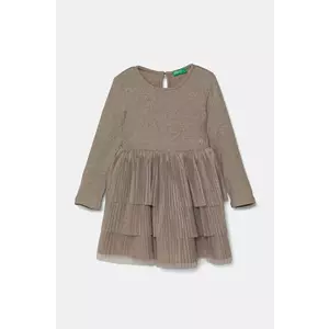 United Colors of Benetton rochie fete culoarea gri, midi, evazată, 4TQFGV022 imagine