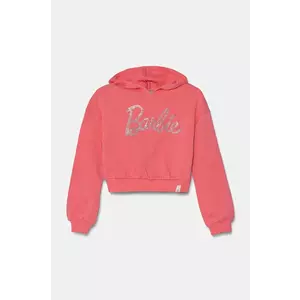 United Colors of Benetton hanorac de bumbac pentru copii culoarea roz, cu glugă, cu imprimeu, 3J68C204C imagine