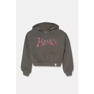 United Colors of Benetton hanorac de bumbac pentru copii culoarea gri, cu glugă, cu imprimeu, 3J68C204C imagine