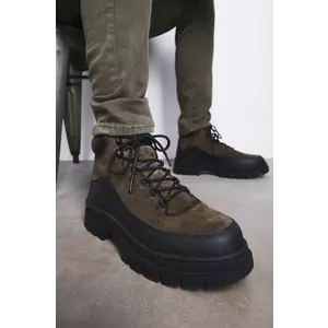 Medicine cizme din piele intoarsa barbati, culoarea verde imagine